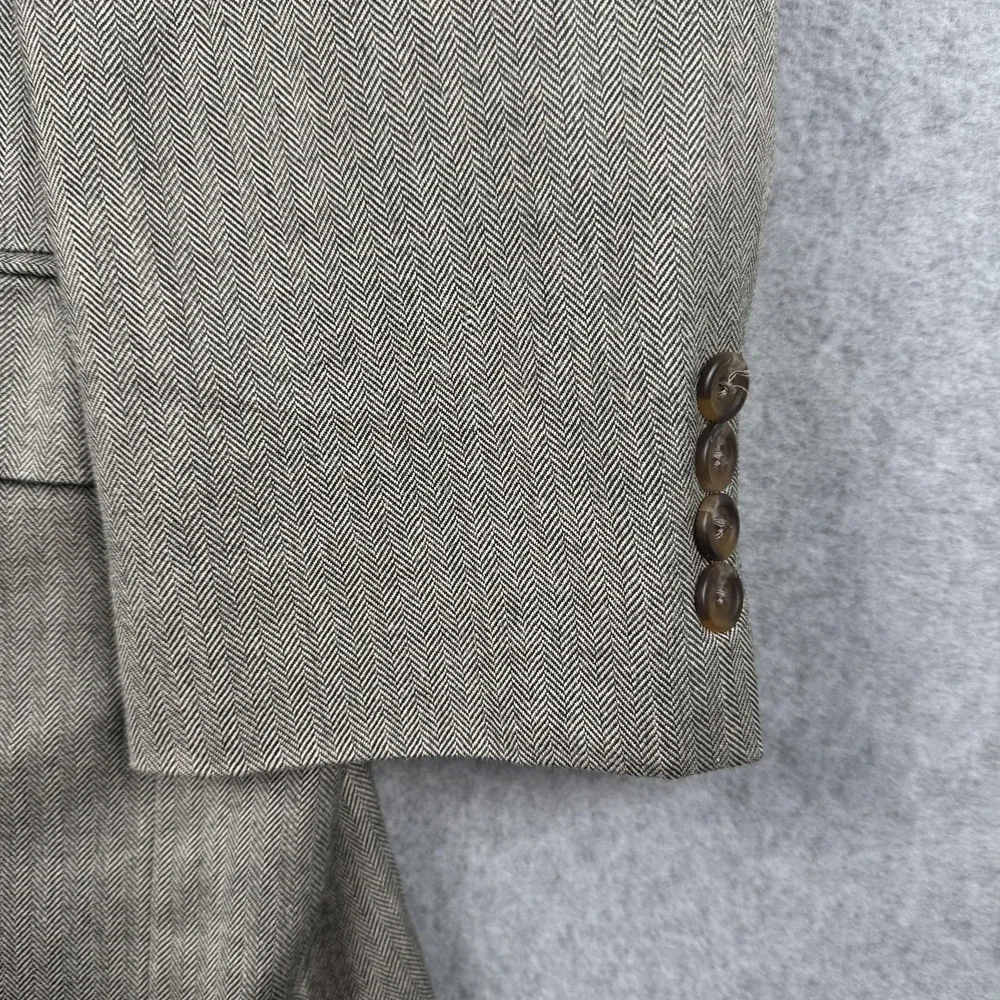 Lauren Ralph Lauren Blazer Mens 42R Brown Herringbone Silk Wool Sport Coat
